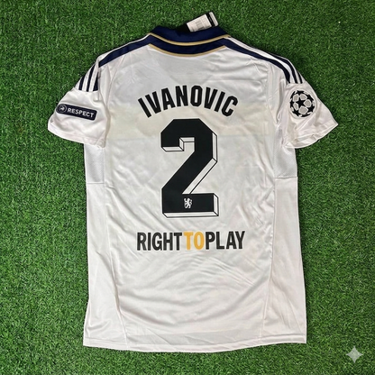 Branislav Ivanović #2 Chelsea 2011 2012 Champions League White Yellow Retro Football Jersey