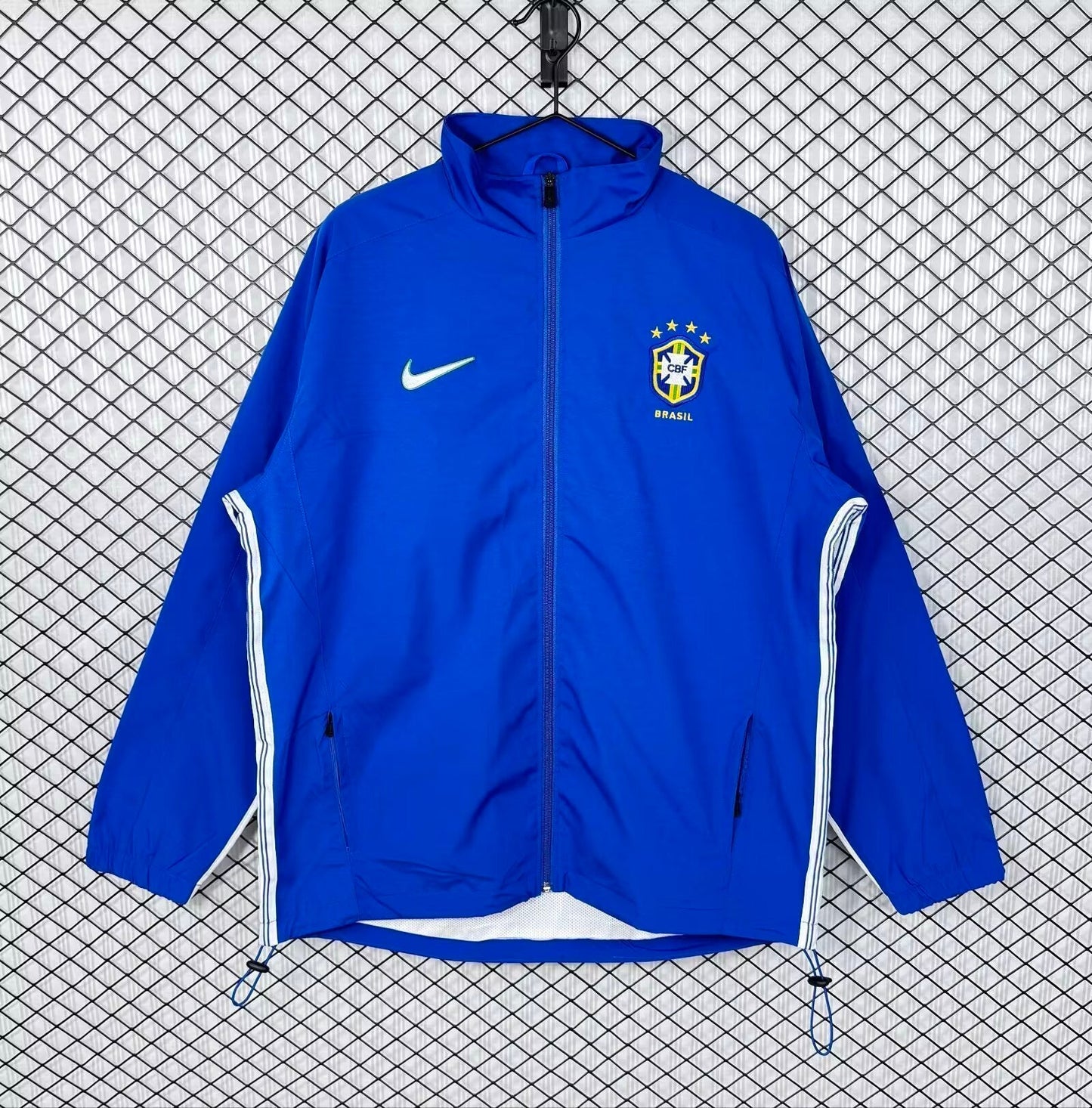Brazil 1998 Blue Retro Windbreaker Jacket Jersey