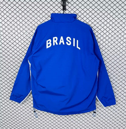 Brazil 1998 Blue Retro Windbreaker Jacket Jersey