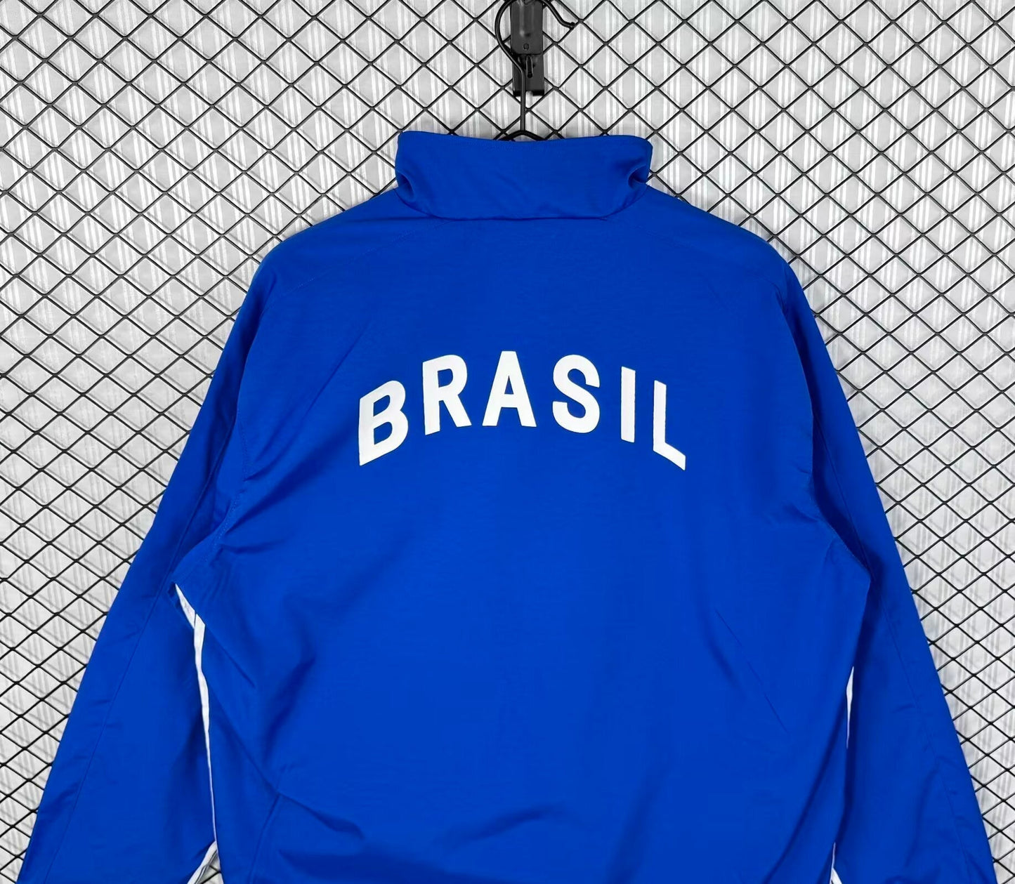 Brazil 1998 Blue Retro Windbreaker Jacket Jersey