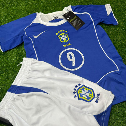 Ronaldo Nazario Brazil 04/06 Away Kids Kit Football Jersey Kit for Children