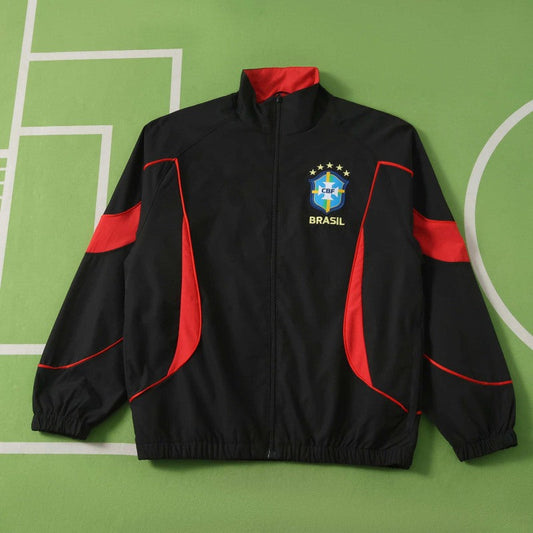 Brazil World Cup 2026 Black Red Windbreaker Jacket