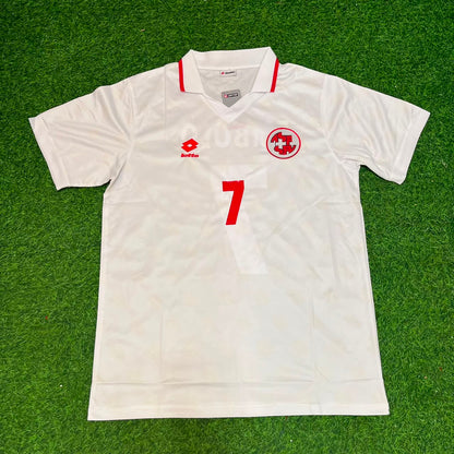 Breel Embolo Switzerland White Retro Football Jersey Kit