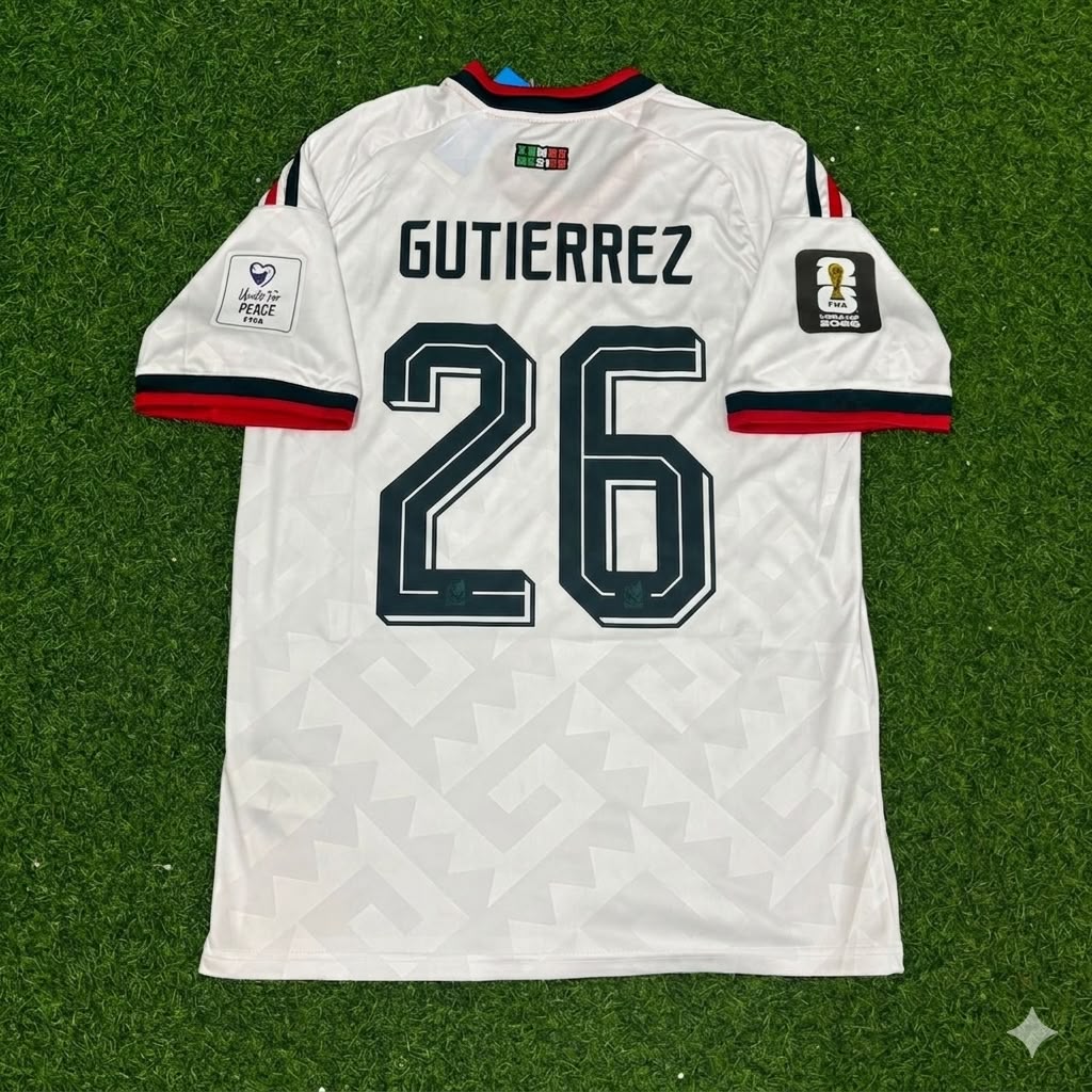 Mexico World Cup 2026 Brian Gutierrez Home White Football Jersey
