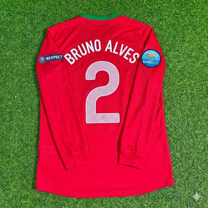 Portugal EURO 2012 Bruno Alves #2 Long Sleeve Retro Football Jersey