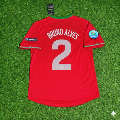 Portugal EURO 2012 Bruno Alves Red Retro Football Jersey Kit