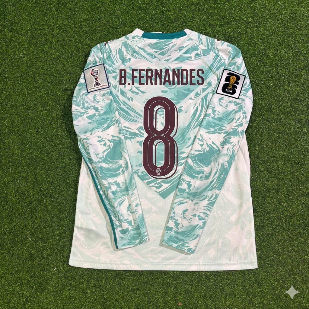 Bruno Fernandes #8 Portugal 2026 World Cup Away Long Sleeve Football Jersey