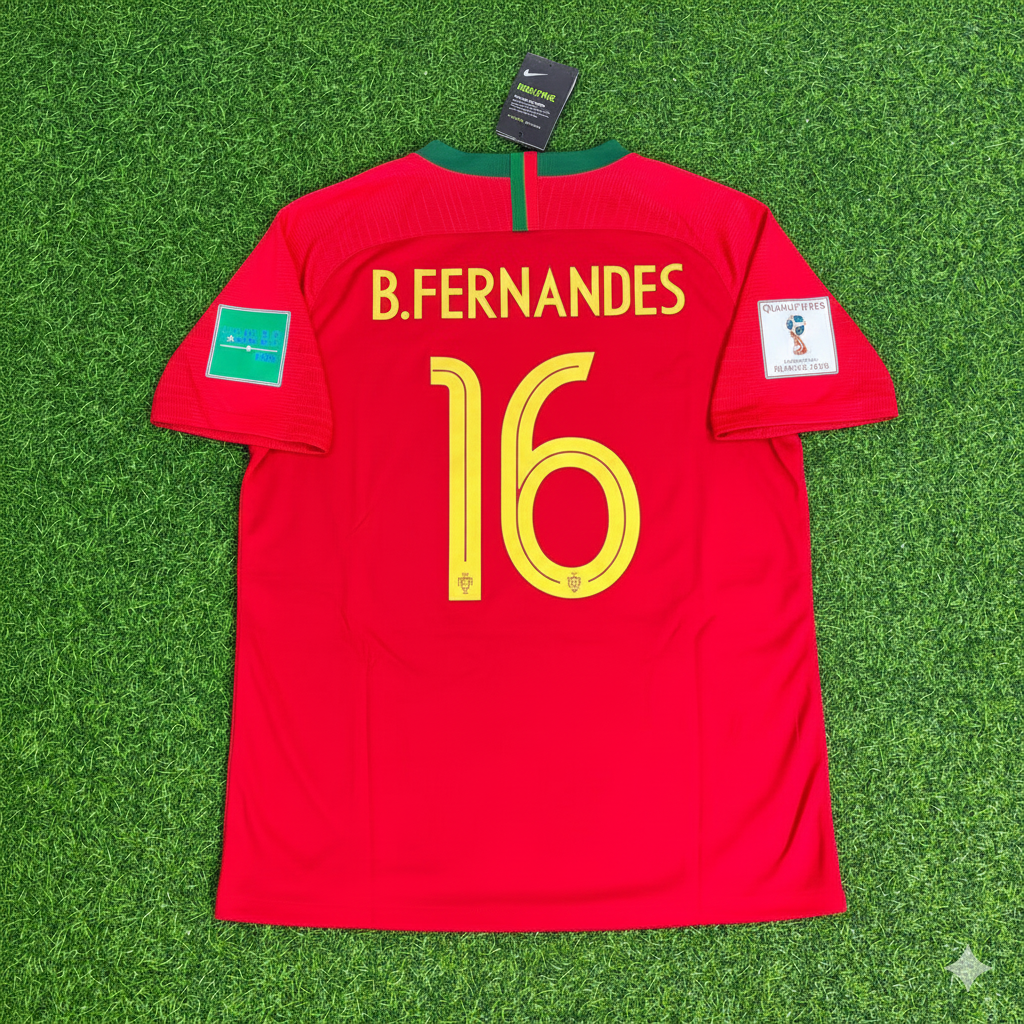 Portugal World Cup 2018 Bruno Fernandes Red Retro Football Jersey