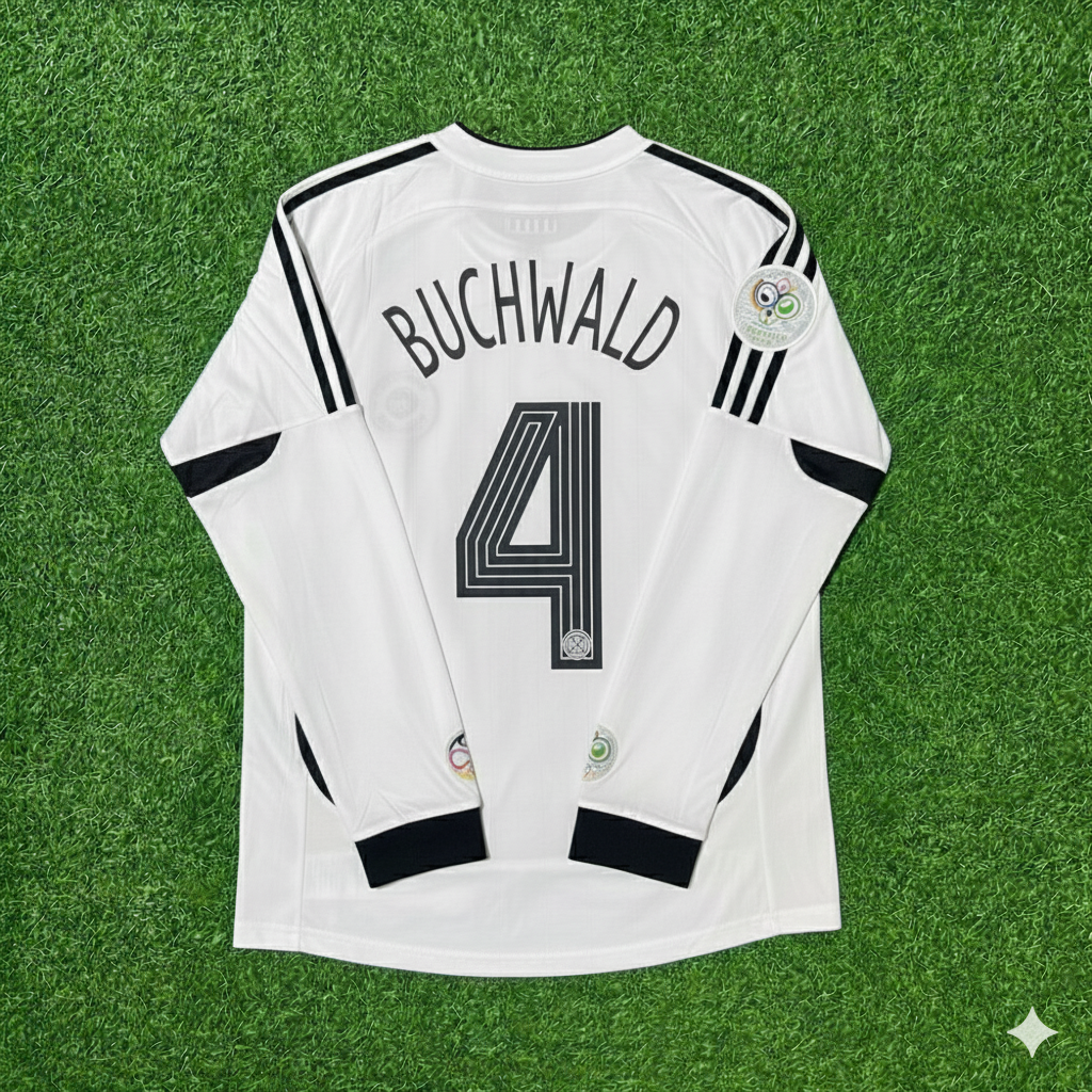 Guido Buchwald Germany World Cup Long Sleeve White Retro Football Jersey Kit