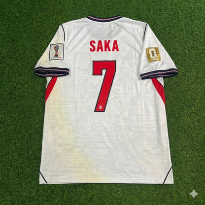 Bukayo Saka #7 England 2026 World Cup Home White Football Jersey