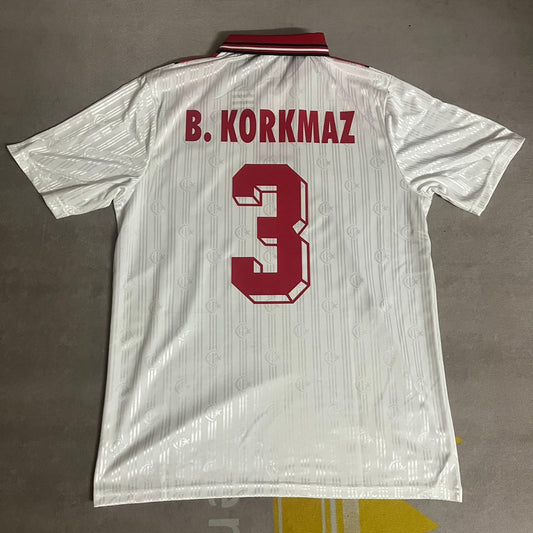 Bülent Korkmaz Türkiye 1996 White Retro Football Jersey Kit