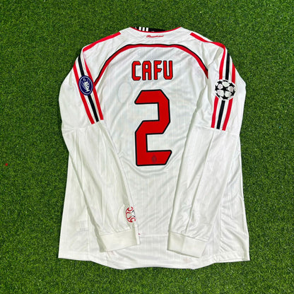 Cafu #2 AC Milan 2007 Champions League Final Away White Long Sleeve Retro Football Jersey Kit