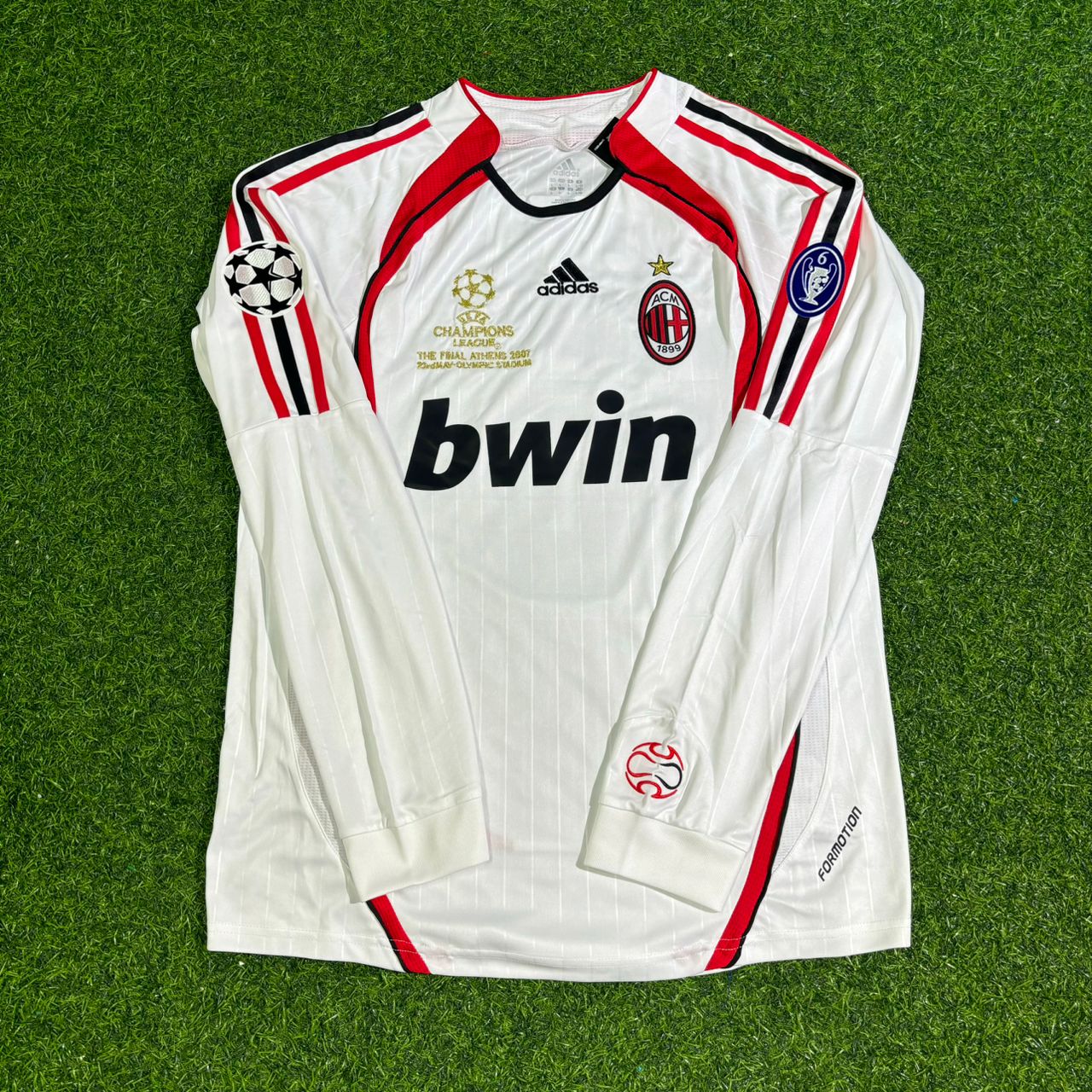 Cafu #2 AC Milan 2007 Champions League Final Away White Long Sleeve Retro Football Jersey Kit