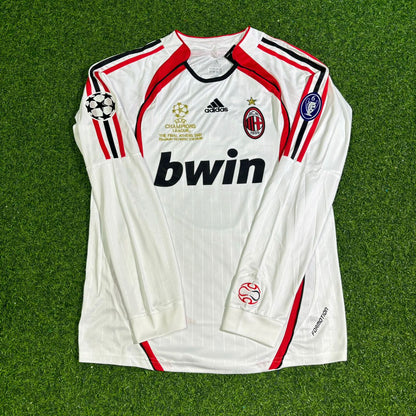 Cafu #2 AC Milan 2007 Champions League Final Away White Long Sleeve Retro Football Jersey Kit