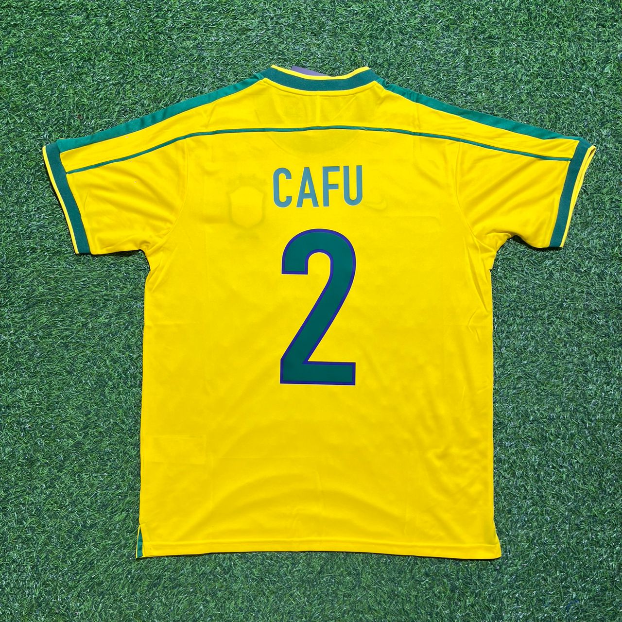 Brazil World Cup 1998 Cafu #2 Home Retro Football Jersey