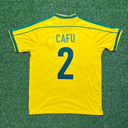 Brazil World Cup 1998 Cafu #2 Home Retro Football Jersey
