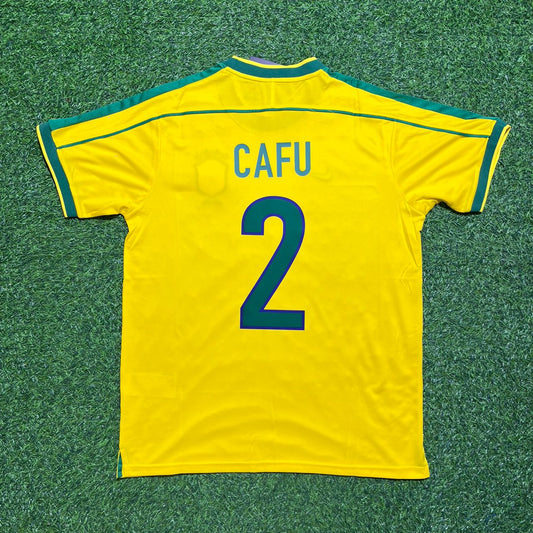 Brazil World Cup 1998 Cafu #2 Home Retro Football Jersey