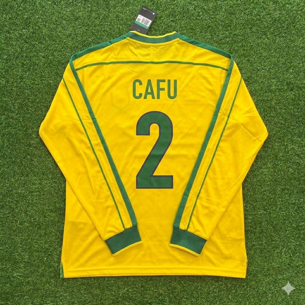 Cafu #2 - Brazil Long Sleeve Retro Football Jersey Kit