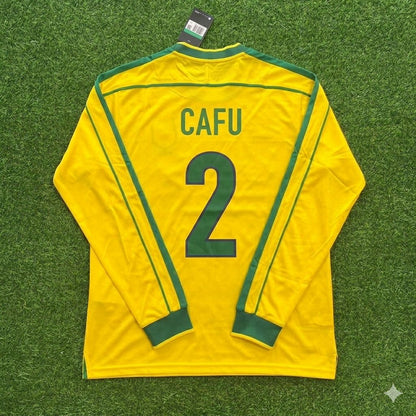 Cafu #2 - Brazil Long Sleeve Retro Football Jersey Kit