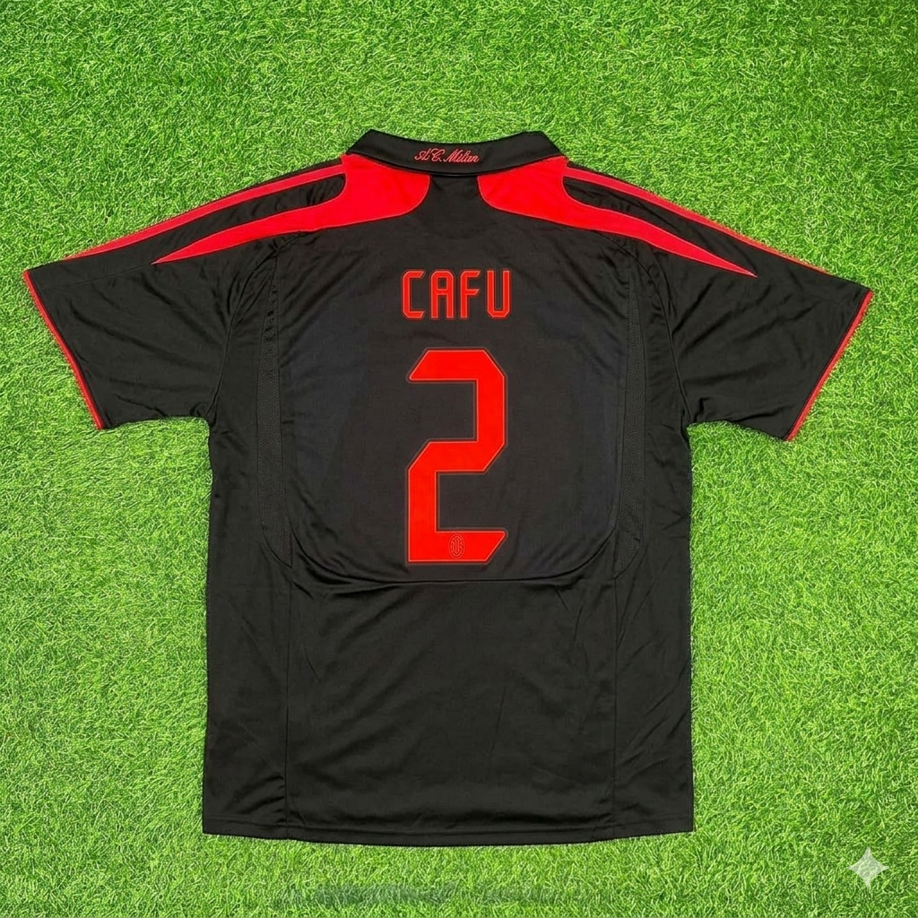 Cafu AC Milan 2007-2008 Black Retro Third Football Jersey Kit