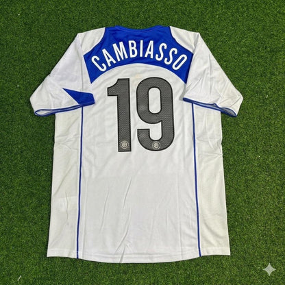 Esteban Cambiasso Inter Milan 2004-2005 Retro White Football Jersey Kit