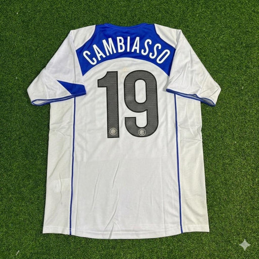 Esteban Cambiasso Inter Milan 2004-2005 Retro White Football Jersey Kit