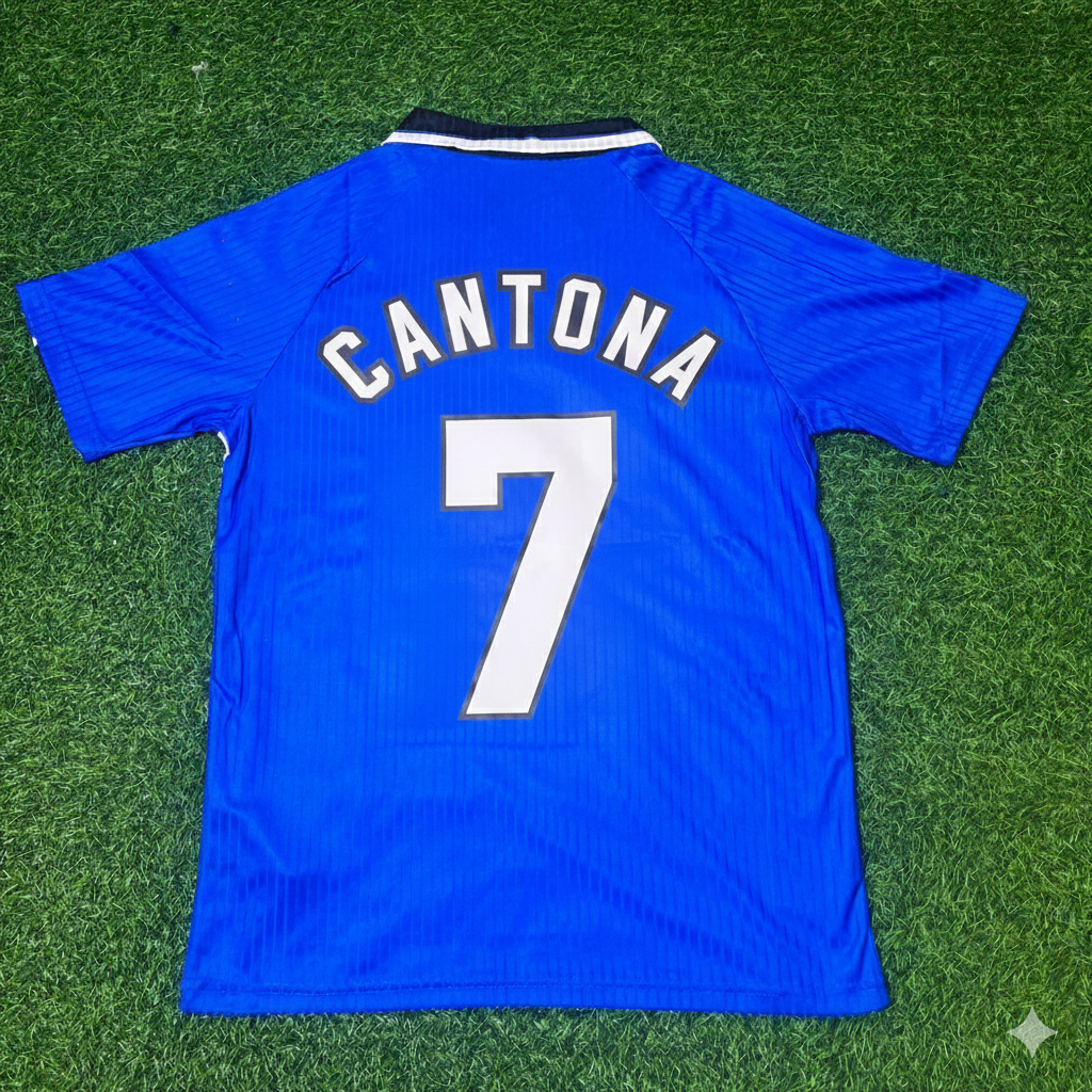 Eric Cantona Manchester United 1996/1997 Blue Retro Football Jersey Kit
