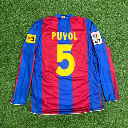 Carles Puyol Barcelona 2007 Retro Football Jersey Kit