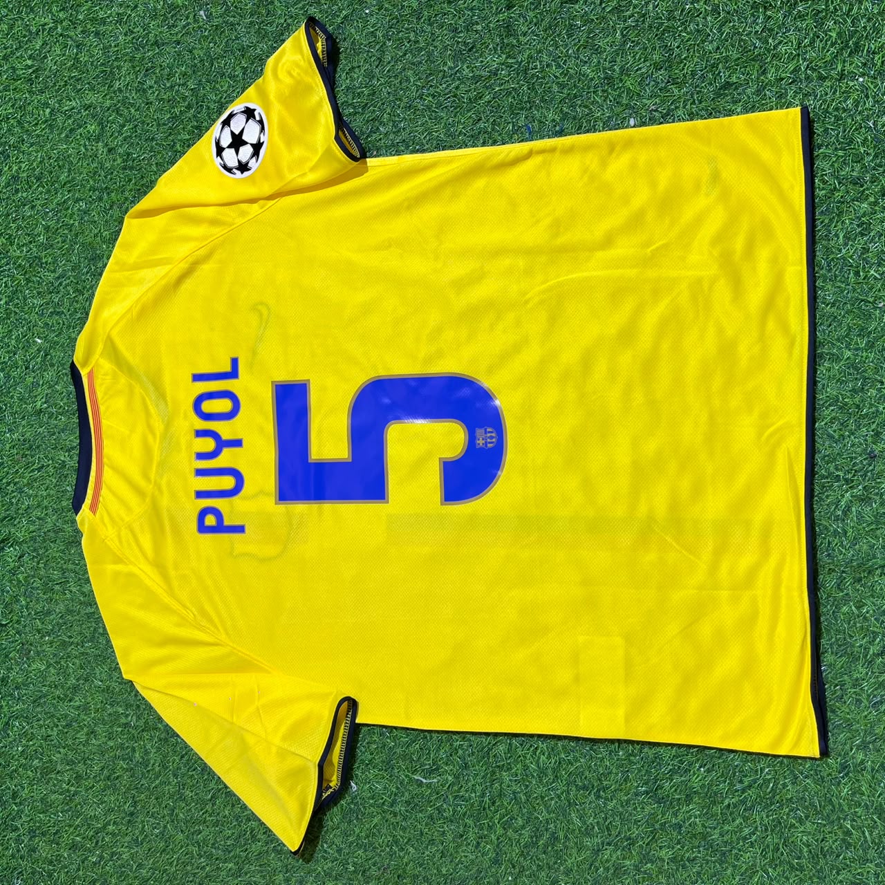 Carles Puyol 2008/09 Barcelona Yellow Retro Football Jersey