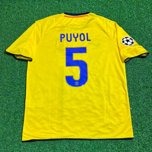 Carles Puyol 2008/09 Barcelona Yellow Retro Football Jersey