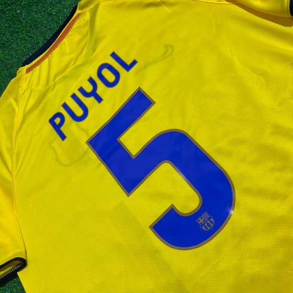 Carles Puyol 2008/09 Barcelona Yellow Retro Football Jersey