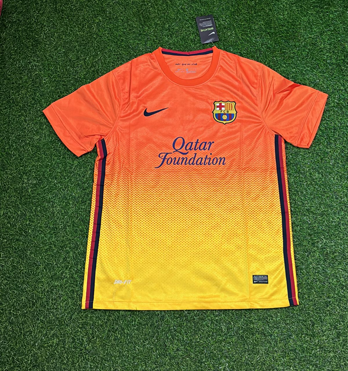 Carles Puyol 5 Barcelona 2012 2013 Orange Retro Football Jersey Kit
