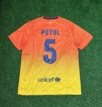 Carles Puyol 5 Barcelona 2012 2013 Orange Retro Football Jersey Kit