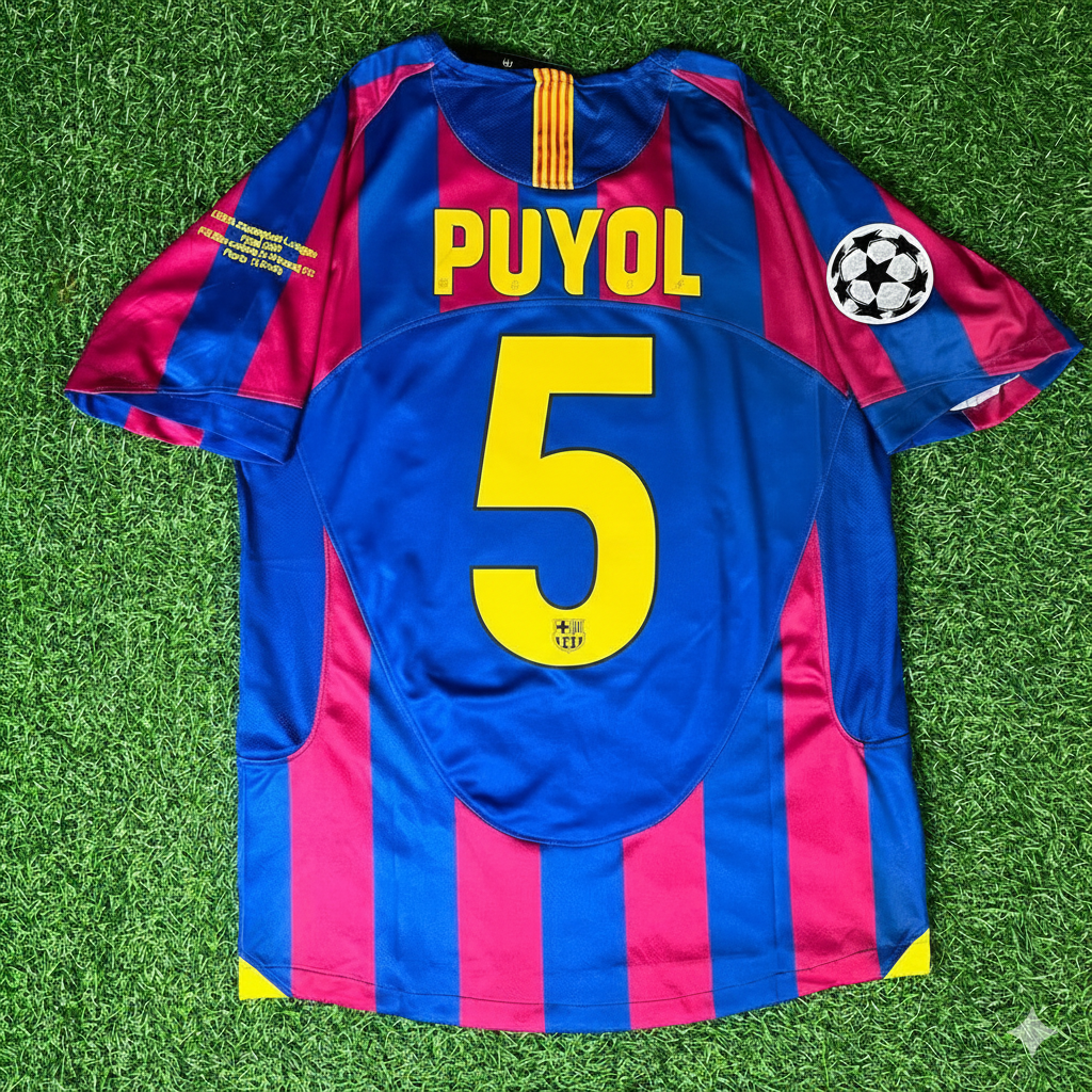 Carles Puyol Barcelona 2006 Final Retro Short Sleeve Football Jersey Kit