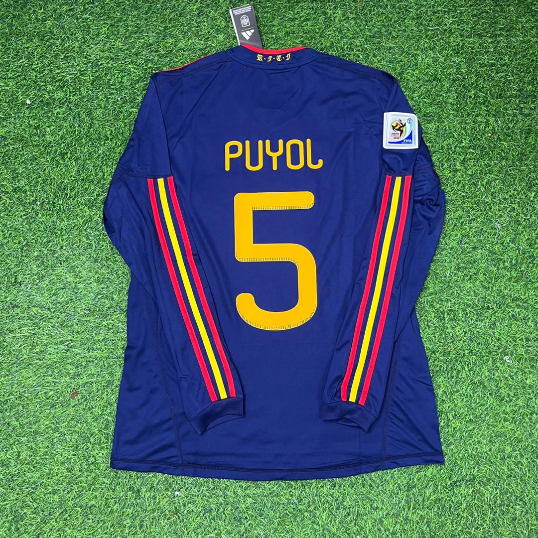 Spain World Cup 2010 Carles Puyol Final Long Sleeve Retro Football Jersey