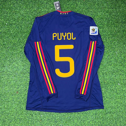 Spain World Cup 2010 Carles Puyol Final Long Sleeve Retro Football Jersey