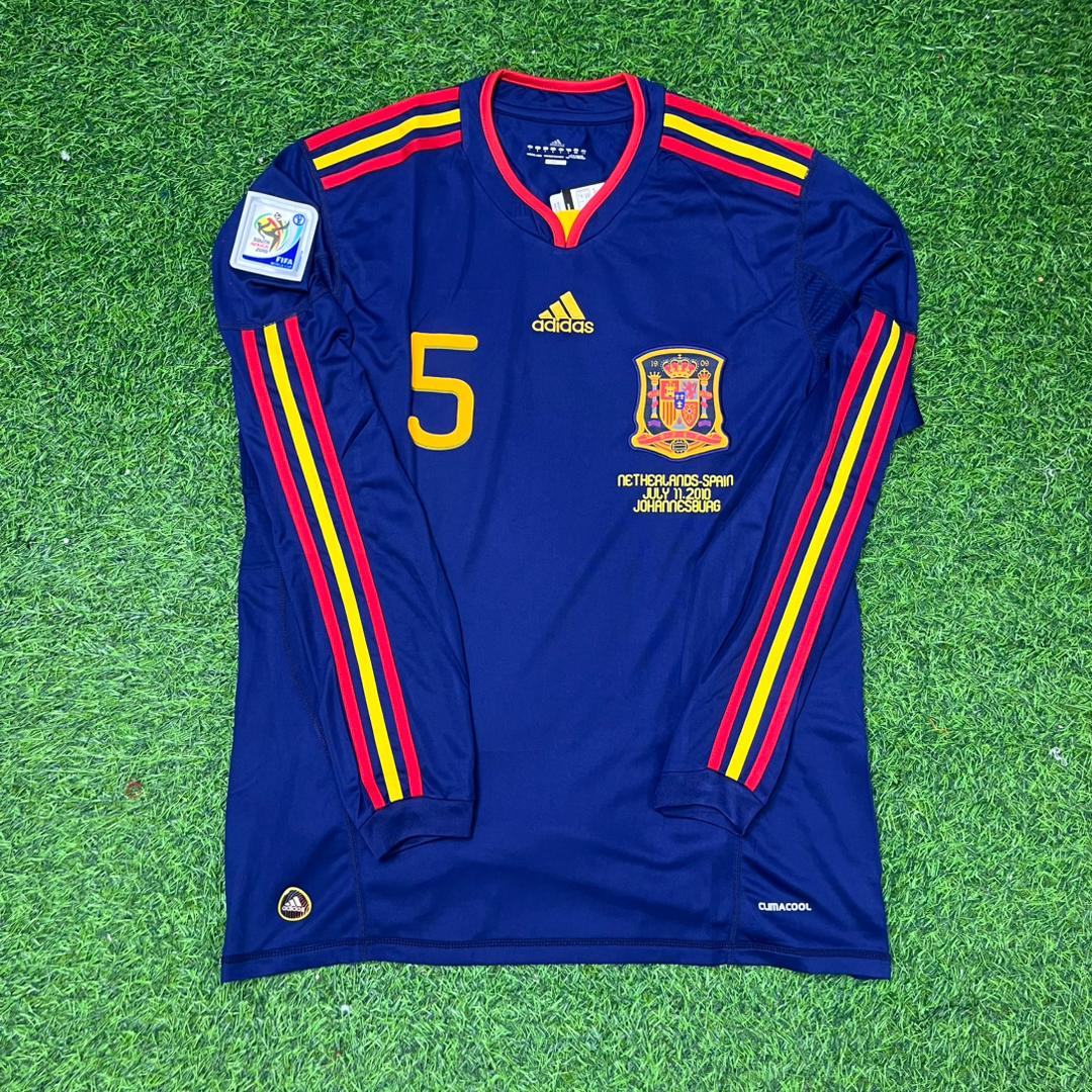 Spain World Cup 2010 Carles Puyol Final Long Sleeve Retro Football Jersey
