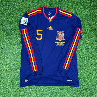 Spain World Cup 2010 Carles Puyol Final Long Sleeve Retro Football Jersey