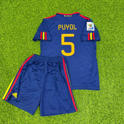 Carles Puyol Spain 2010 World Cup Final Retro Kids Football Jersey