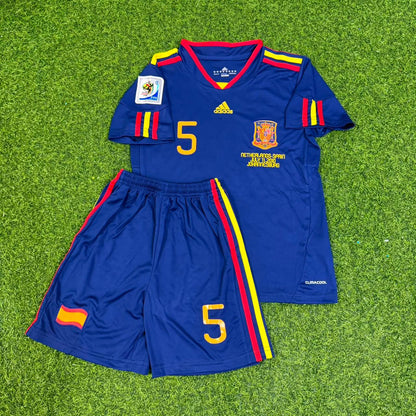 Carles Puyol Spain 2010 World Cup Final Retro Kids Football Jersey
