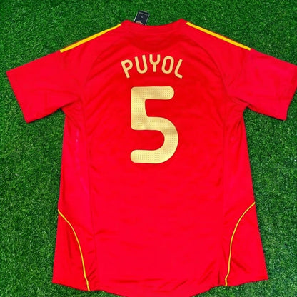Carles Puyol #5 Spain EURO 2008 Red Home Retro Football Jersey Paradise Edition