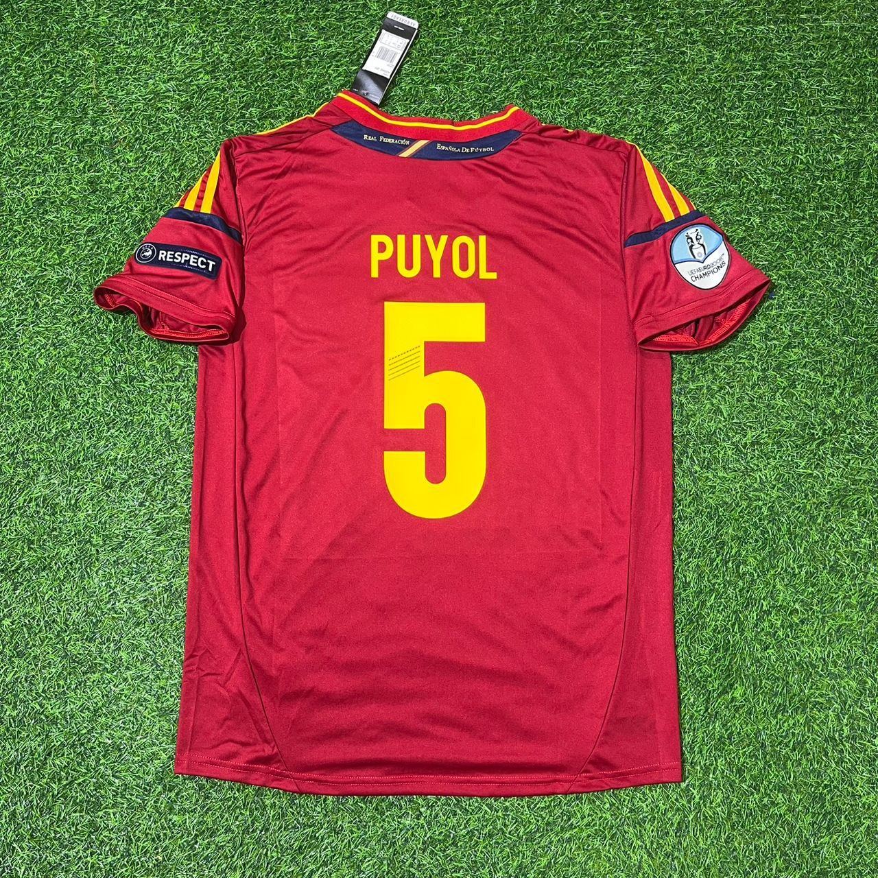 Spain EURO 2012 Carles Puyol Final Retro Football Jersey Kit