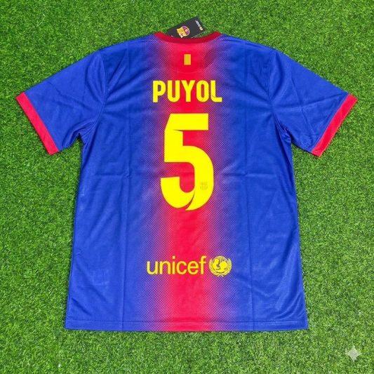 Carles Puyol Barcelona 2012/2013 Retro Home Football Jersey Kit