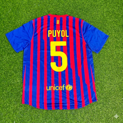 Carles Puyol Barcelona 2011/2012 Retro Home Football Jersey Kit