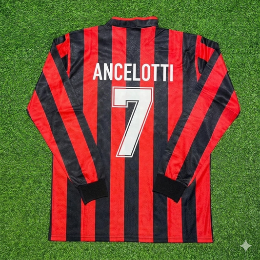 Carlo Ancelotti #7 AC Milan 1989-1990 Retro Long Sleeve Football Jersey Kit