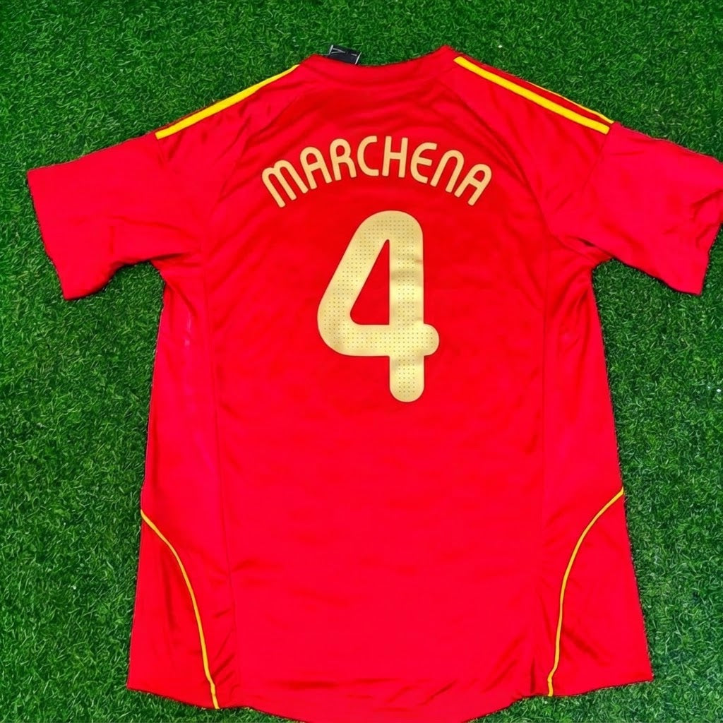Carlos Marchena #4 Spain EURO 2008 Red Home Retro Football Jersey Paradise Edition