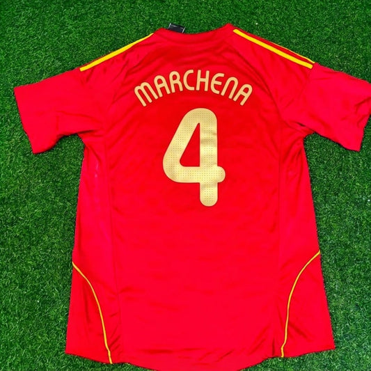 Carlos Marchena #4 Spain EURO 2008 Red Home Retro Football Jersey Paradise Edition