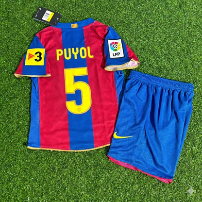 Carles Puyol 5- Barcelona 2007/2008 Retro Kids Football Jersey Kit