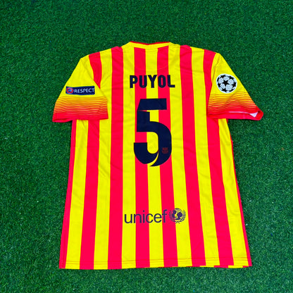 Carles Puyol 5 - Barcelona 2013/2014 Yellow Red Retro Football Jersey