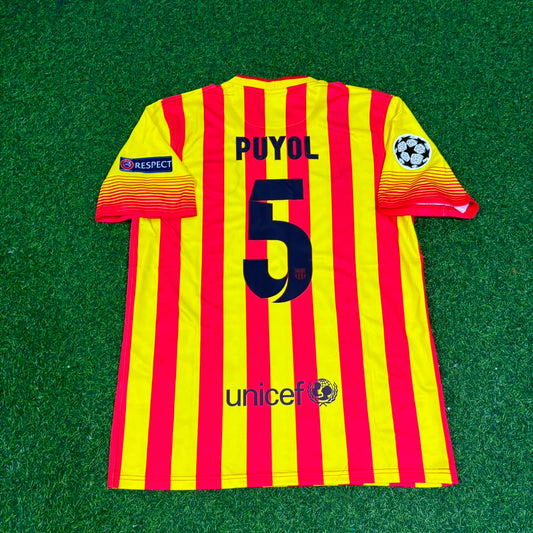 Carles Puyol 5 - Barcelona 2013/2014 Yellow Red Retro Football Jersey